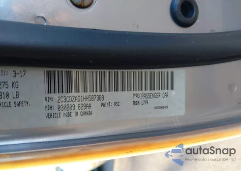 2017 Dodge Challenger Sxt z USA, uszkodzony, nr VIN 2C3CDZAG1HH587368